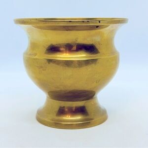 Mini Brass Unique Shaped Solid Planter Incense Holder Made in India 3 5/8" Tall
